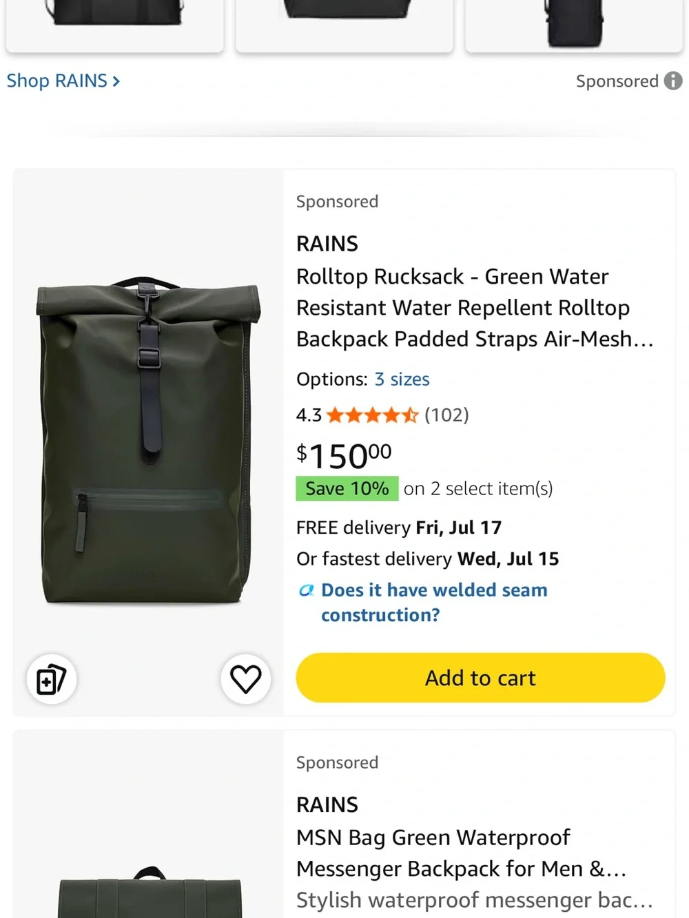 Rains Backpacks! College campuses perfect for long walks.  Men and women